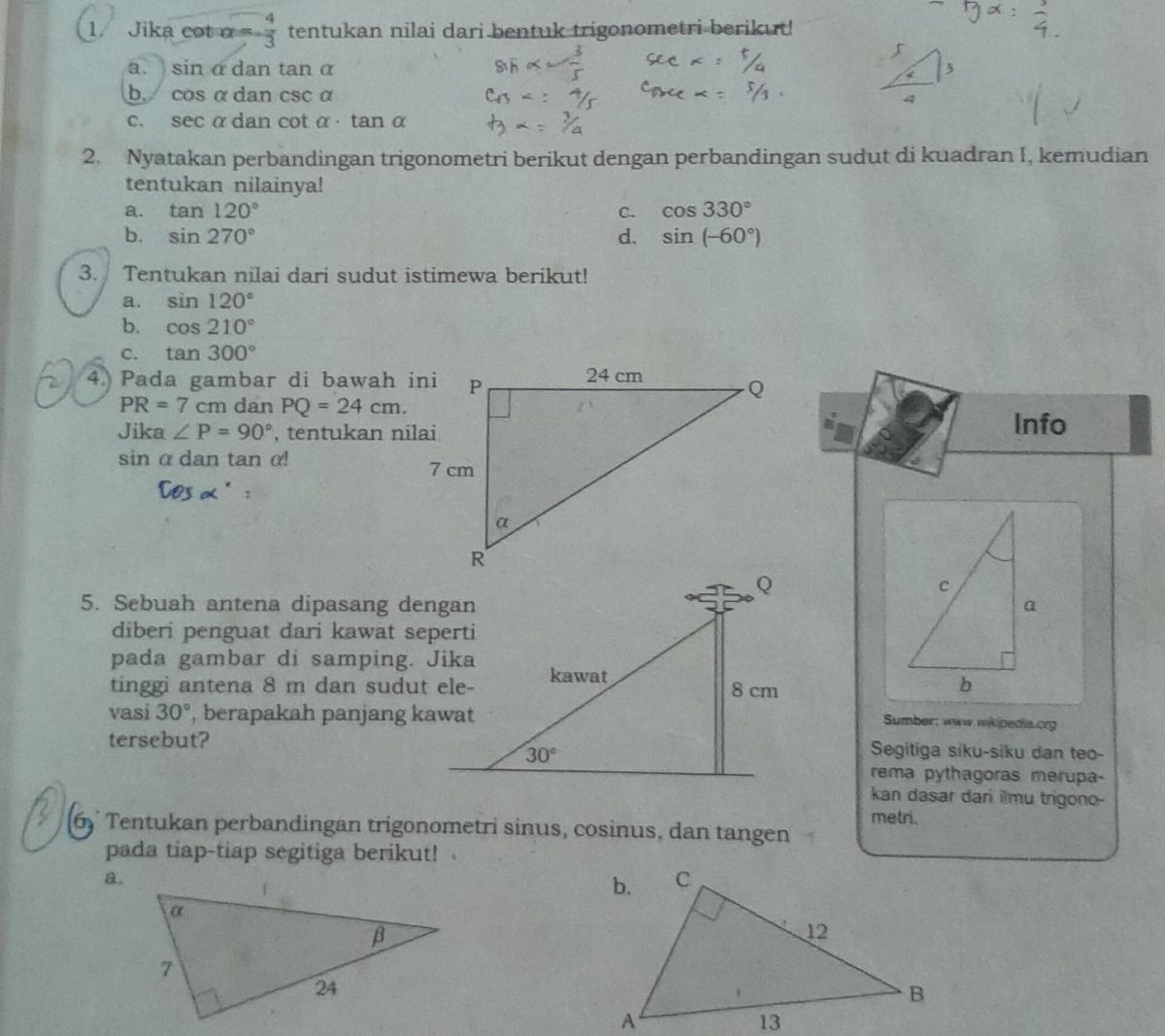 Bentuk sederhana 1 + tan A / sec A + csc A