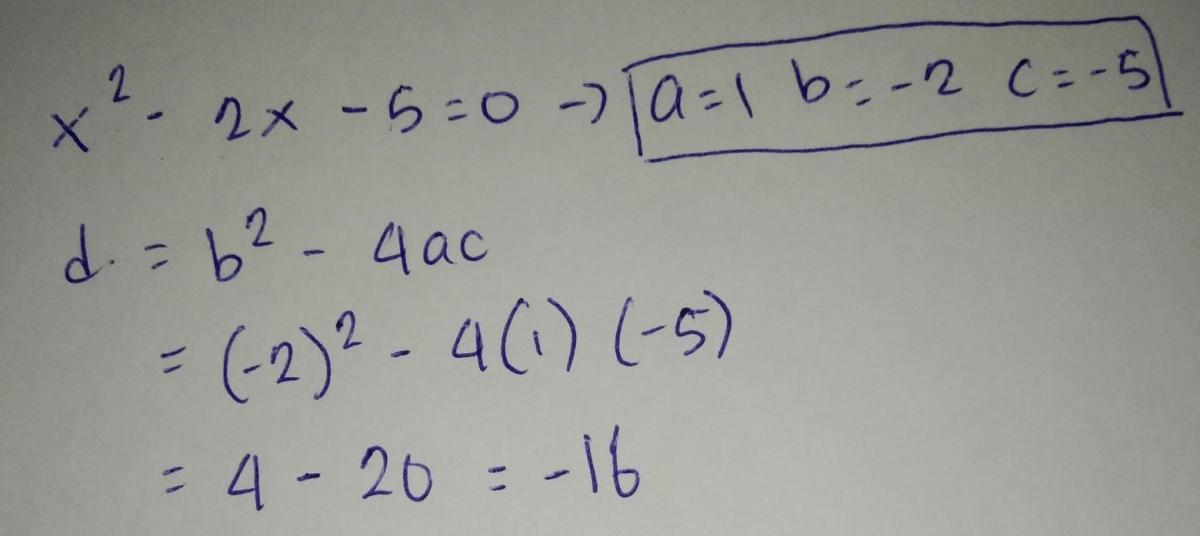 Hitung diskriminan persamaan x²‑12x+20=0