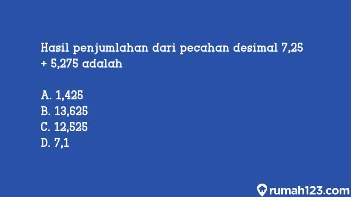 5 Soal Pecahan Campuran Pilihan Ganda