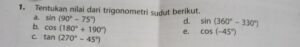 Menentukan nilai cos x bila tan x = 2,4 pada 180°–270°