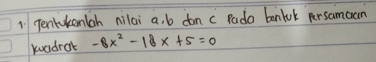 Tentukan nilai m agar persamaan kuadrat mx^2 + (m - 5)x - 20 = 0 mempunyai akar-akar a. saling berlawanan, b saling berbalikan.