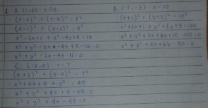 Persamaan lingkaran dengan pusat (-2,3) dan jari‑jari 3 cm