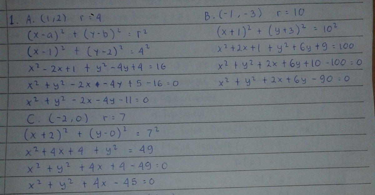 Persamaan lingkaran dengan pusat (-2,3) dan jari‑jari 3 cm