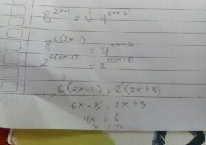 Cari nilai x pada persamaan 2√x+1/√x-1 - √x-1/√x+1 = 1