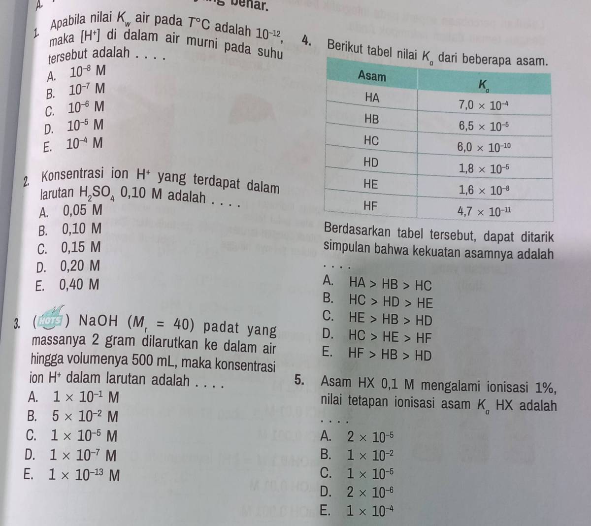 PH air murni pada 0 °C (Kw = 1,2×10⁻¹⁵)