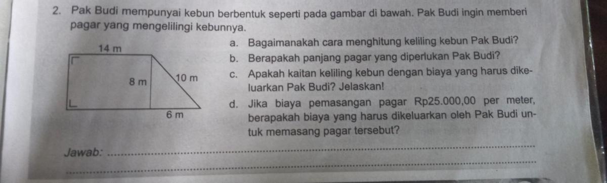 Menghitung Luas Kebun Pak Jono pada Skala 1:2000