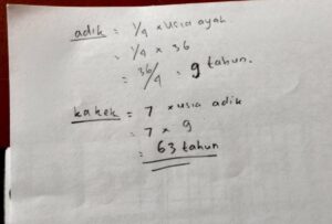Menghitung Umur Ayah Dari Umur Kakak 18 Tahun