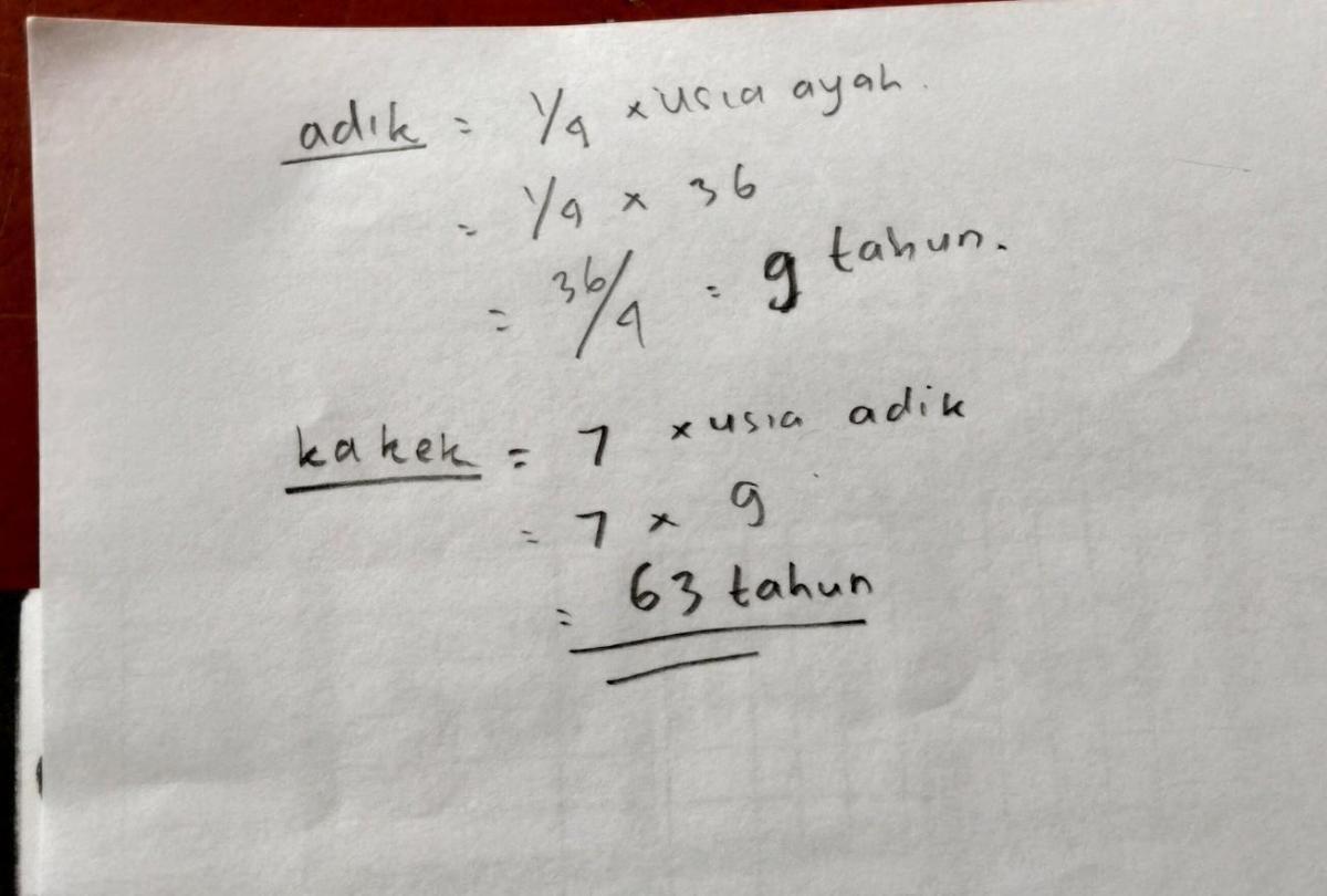 Menghitung Umur Ayah Dari Umur Kakak 18 Tahun