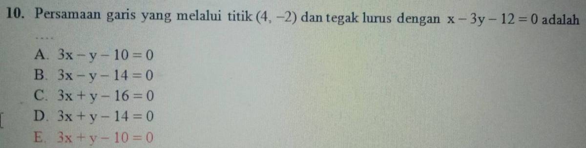 Garis Tegak Lurus dengan Persamaan 2x+3y+7=0