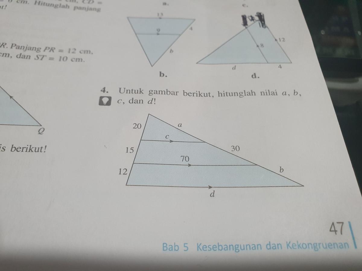 Pilih pernyataan yang sesuai dengan urutan nilai a, b, c