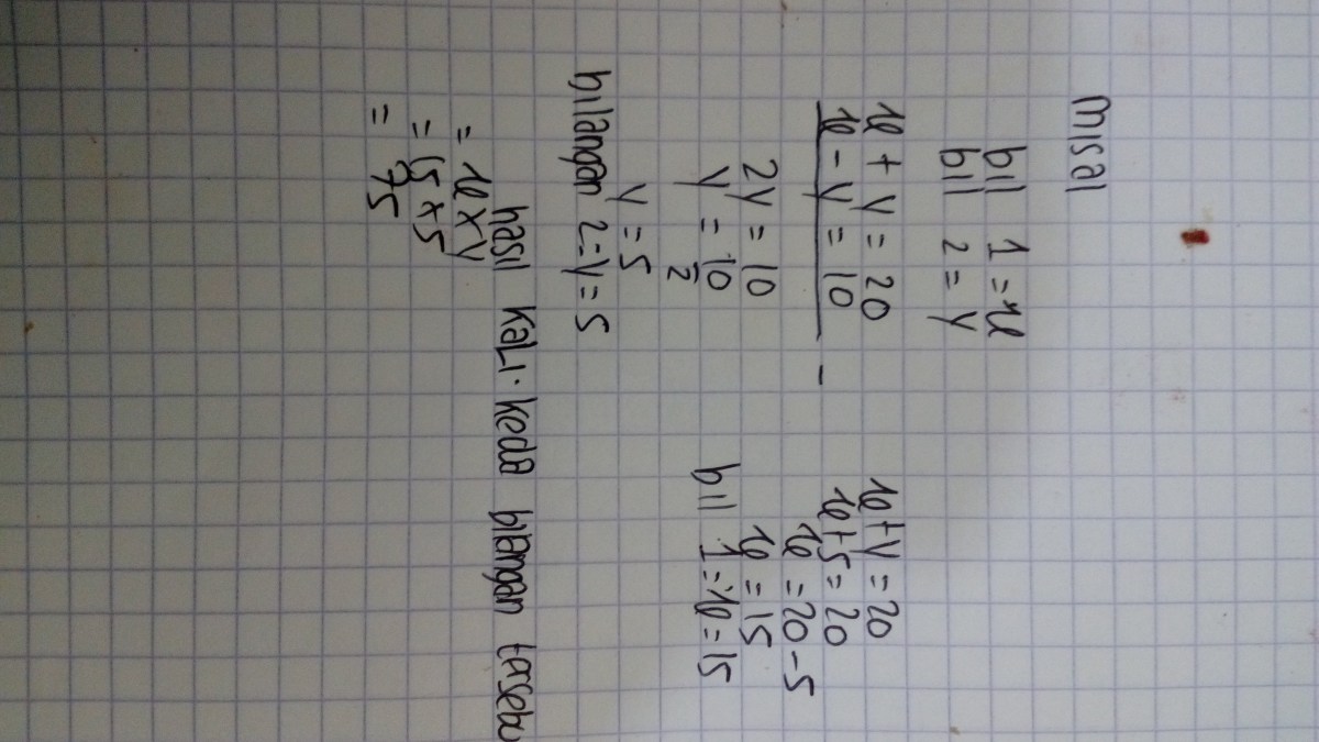 Menentukan Dua Bilangan dengan Jumlah 72 dan Selisih 12