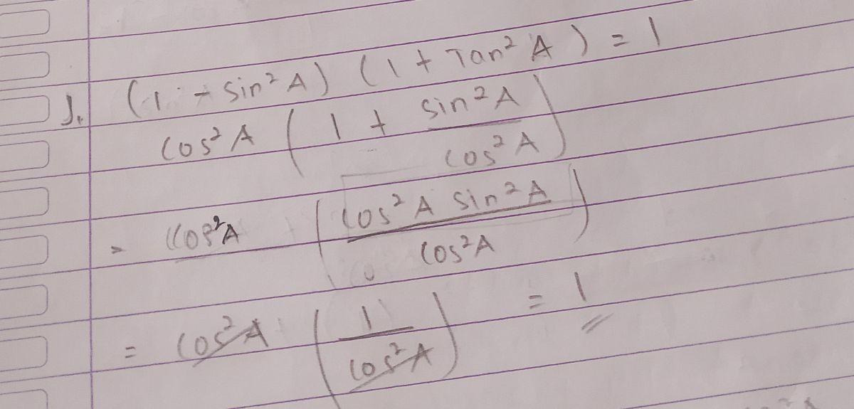 Trigonometri: (1 - sin²A)·tan²A = …