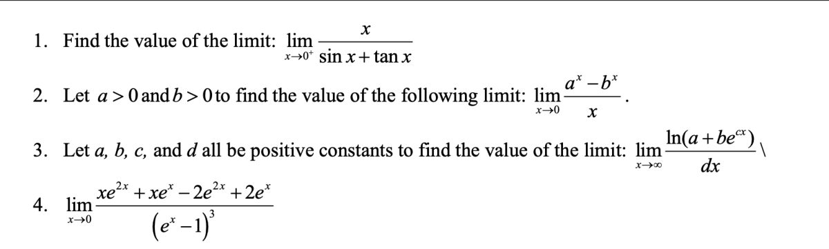 Limit x→0 (x−2 sin x) / tan x